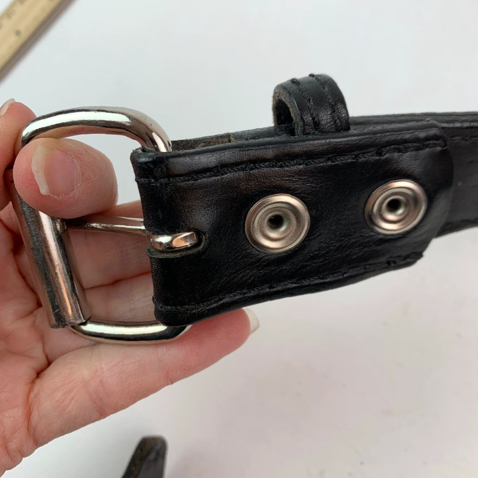 Vintage Alien Gear Heavy Men’s Black Tactical Belt Leather Roller Buckle 34 Leather Belt 1.5" Wide Mens Vintage? No (but actually not vintage). Size 34 - 6 Thumbnail