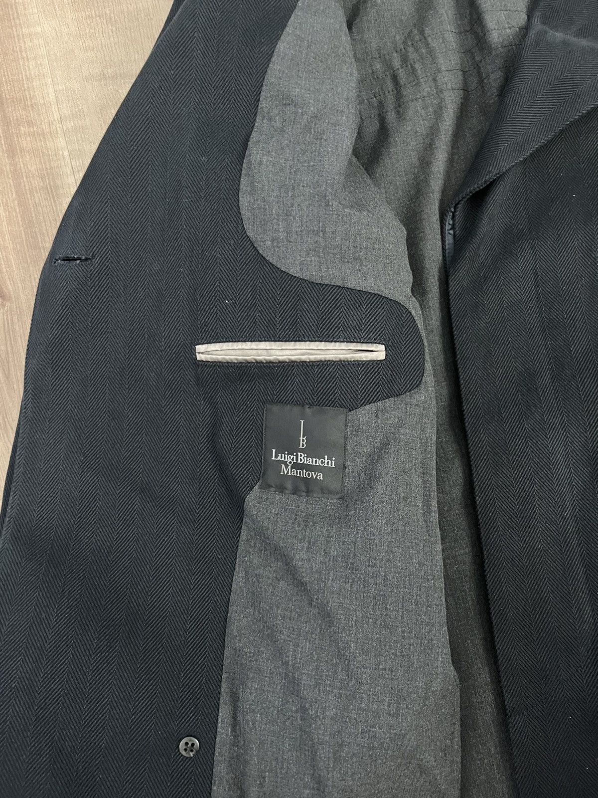 Luigi Bianchi Black herringbone coat Size US M / EU 48-50 / 2 - 3 Thumbnail