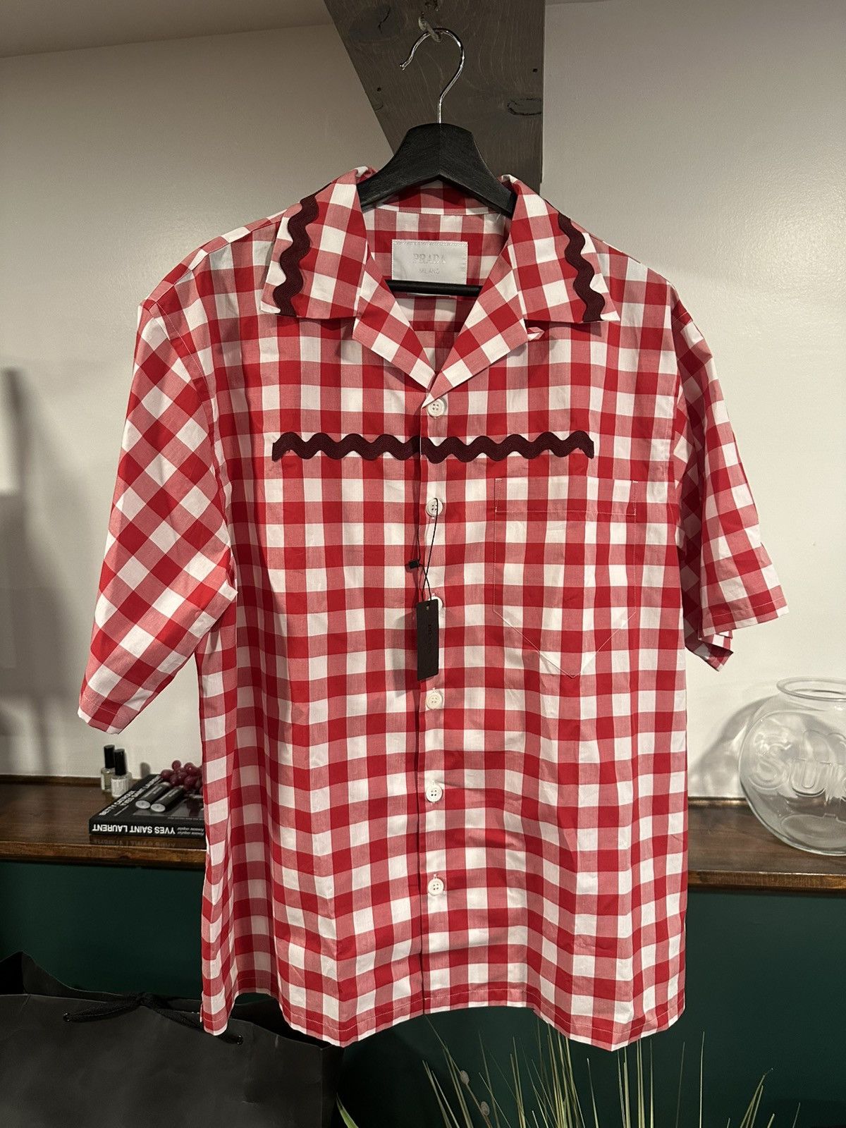 Prada Prada Red Gingham Shirt SS23 Size US L / EU 52-54 / 3 - 4 Thumbnail