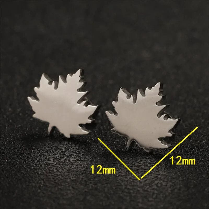 Jewelry Maple Leaf Stud Earrings Charm Earring Gift Size ONE SIZE - 2 Thumbnail