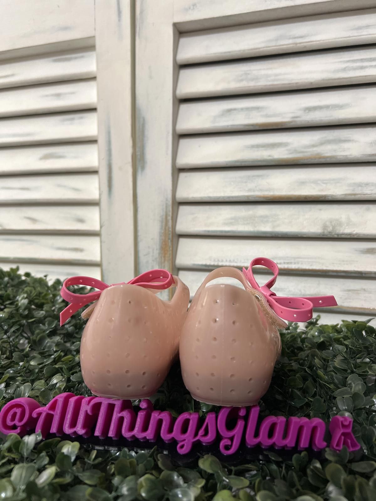 Unknown London Mini Melissa furadinha Pink Mary Jane Rubber Shoes Bow Strap Size US 11 / IT 41 - 5 Thumbnail