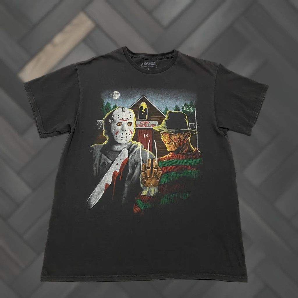 Vintage A Nightmare on Elm Street Freddy Krueger Jason Voorhees Graphic T Shirt Men L Black Crew Neck Short Sleeve Cotton Vintage No Size US L / EU 52-54 / 3 - 1 Thumbnail