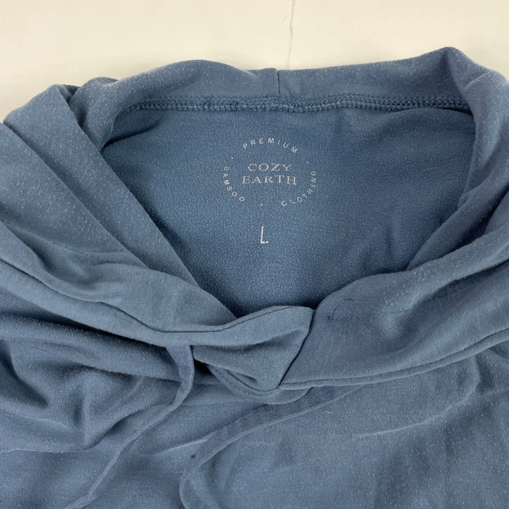 Vintage Cozy Earth Hoodie Mens Large Blue Bamboo Long Sleeve Pullover Stretch Lounge Gym Size US L / EU 52-54 / 3 - 7 Thumbnail