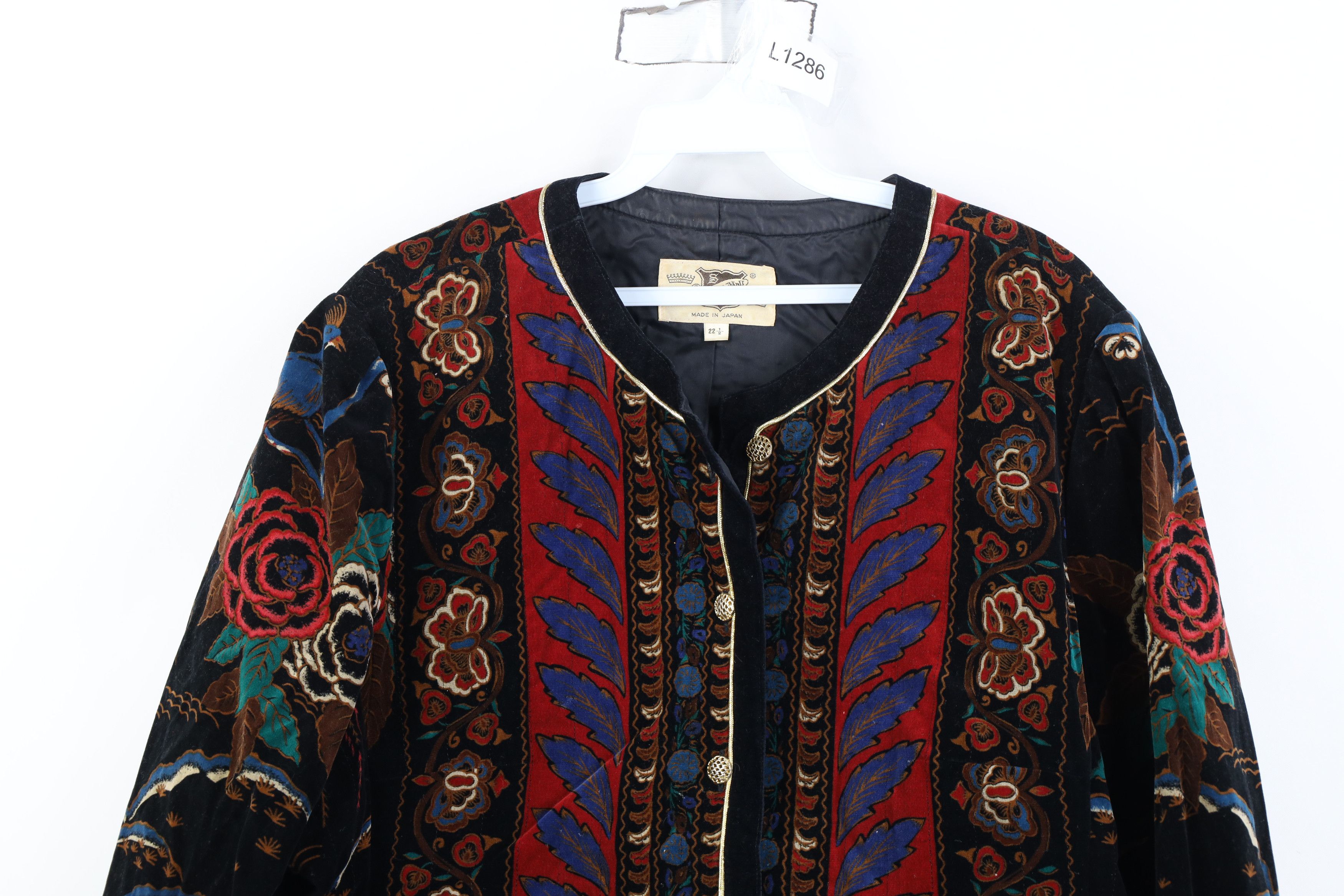 Vintage 70s Streetwear Velour Paisley Flower Blazer Jacket