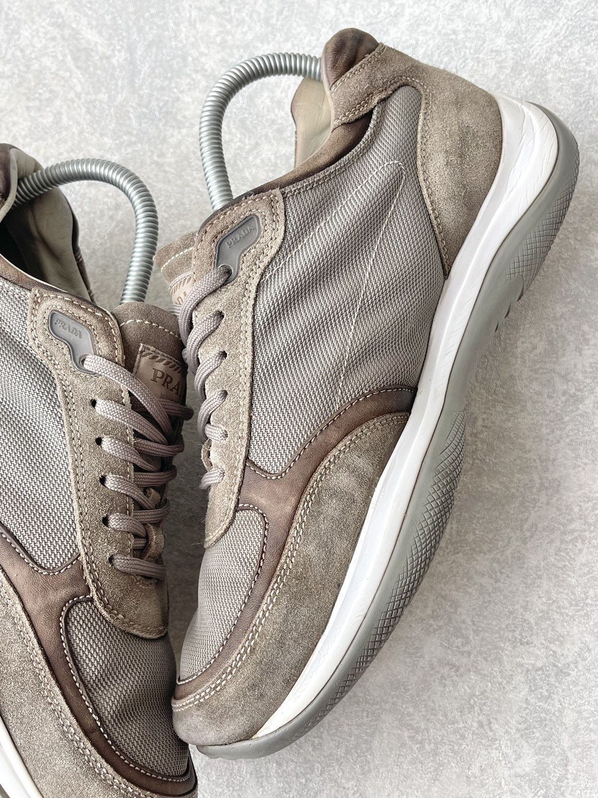 Prada VTG Prada America’s Cup Suede & Mesh Sneakers Grey Archive Size US 8.5 / EU 41-42 - 9 Thumbnail