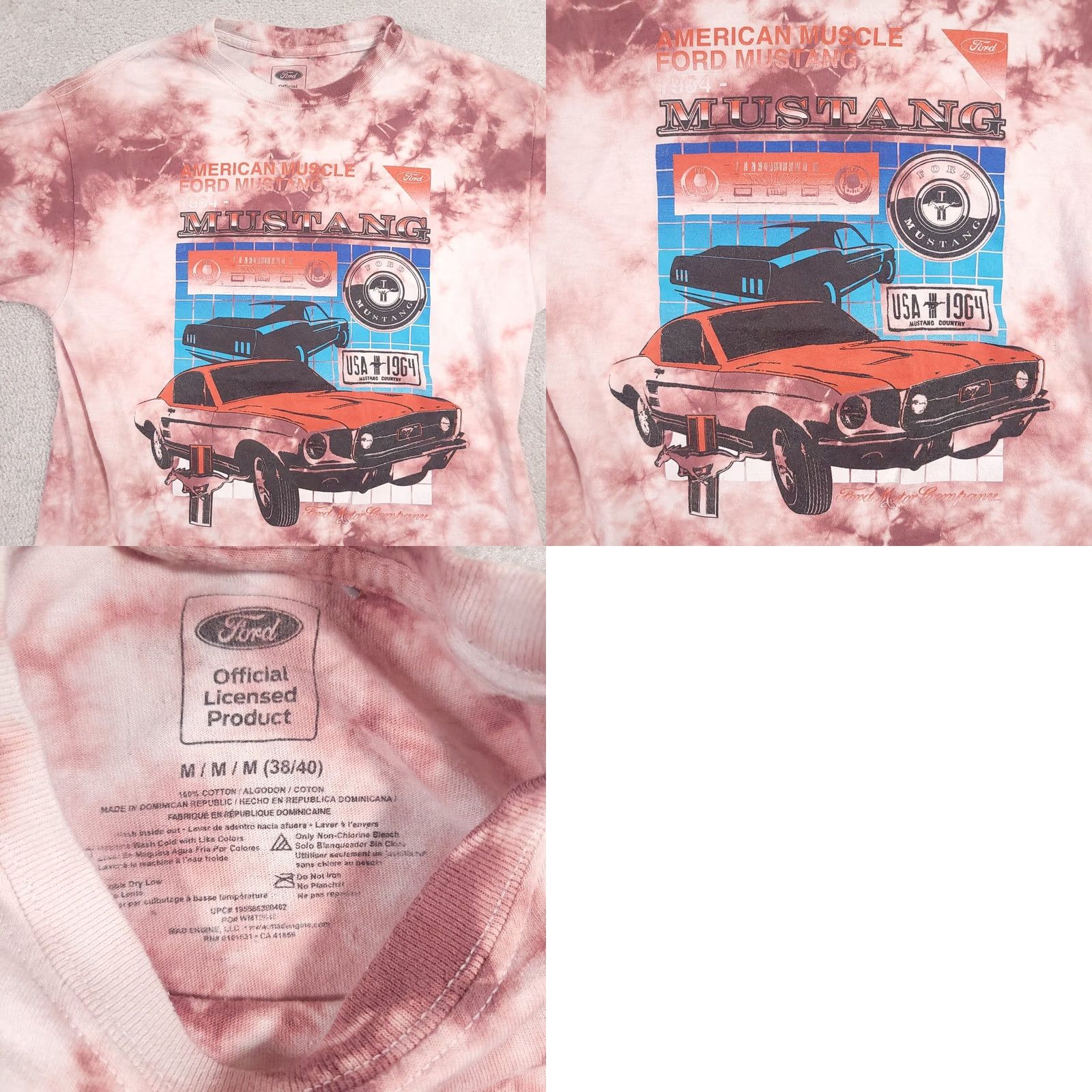 Ford Ford Mustang American Muscle 1964 Shirt Size Medium Red White Tie-Dye Car T Size US M / EU 48-50 / 2 - 8 Thumbnail