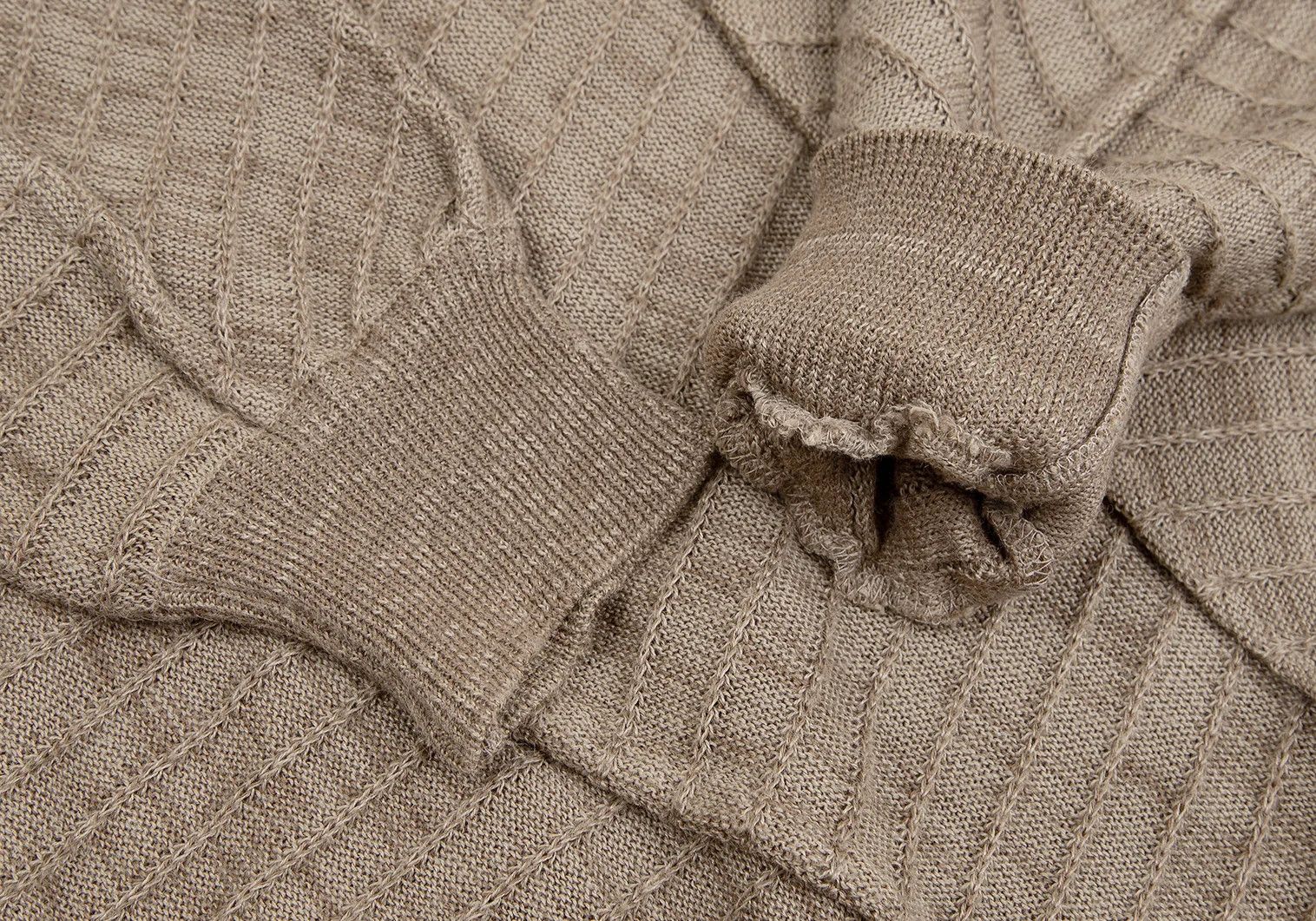 Issey Miyake Beige Patchwork Knit Sweater Size M Size US M / EU 48-50 / 2 - 5 Thumbnail