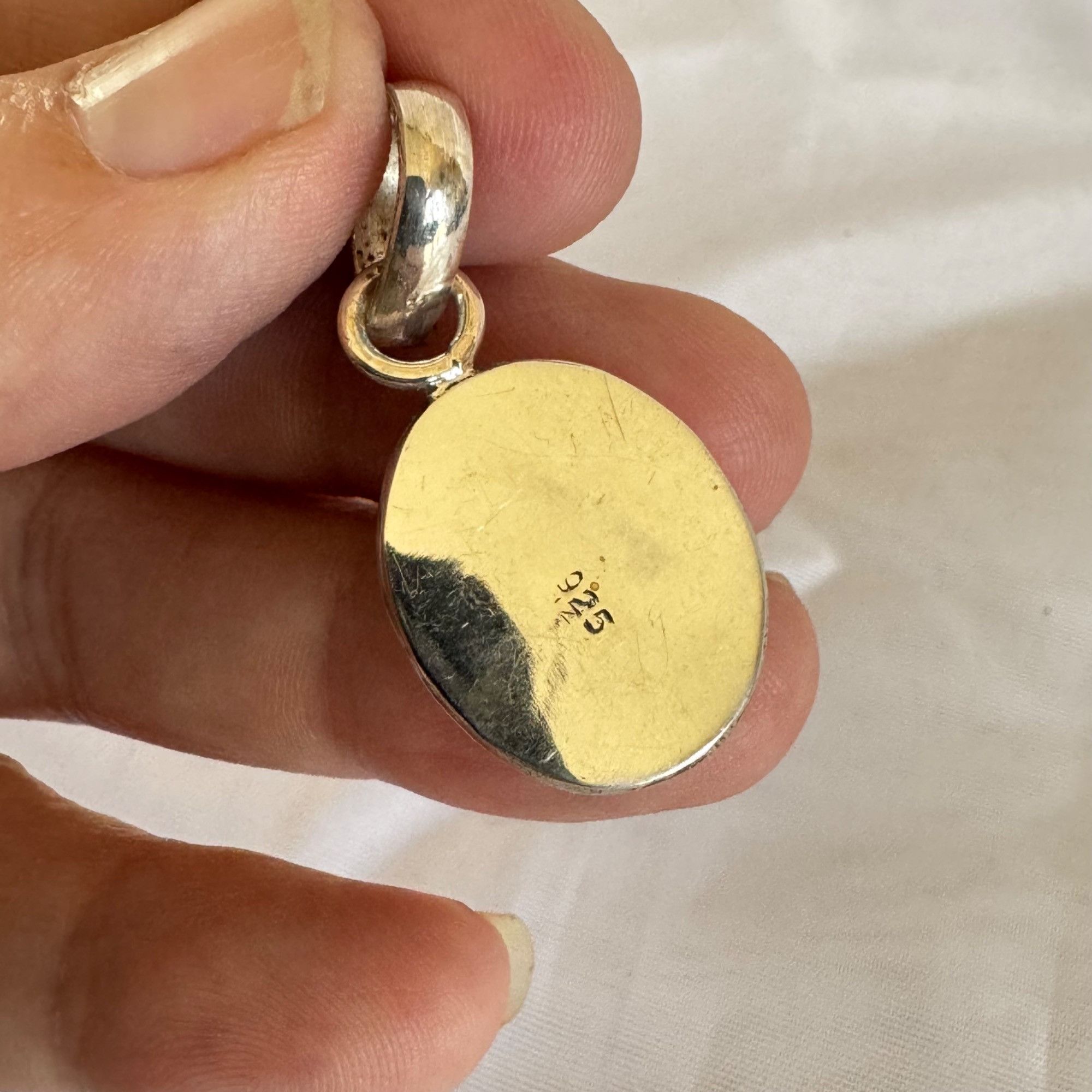 Vintage VTG Sterling Silver 925 Turquoise Bezel Set Statement Pendan Size ONE SIZE - 5 Thumbnail