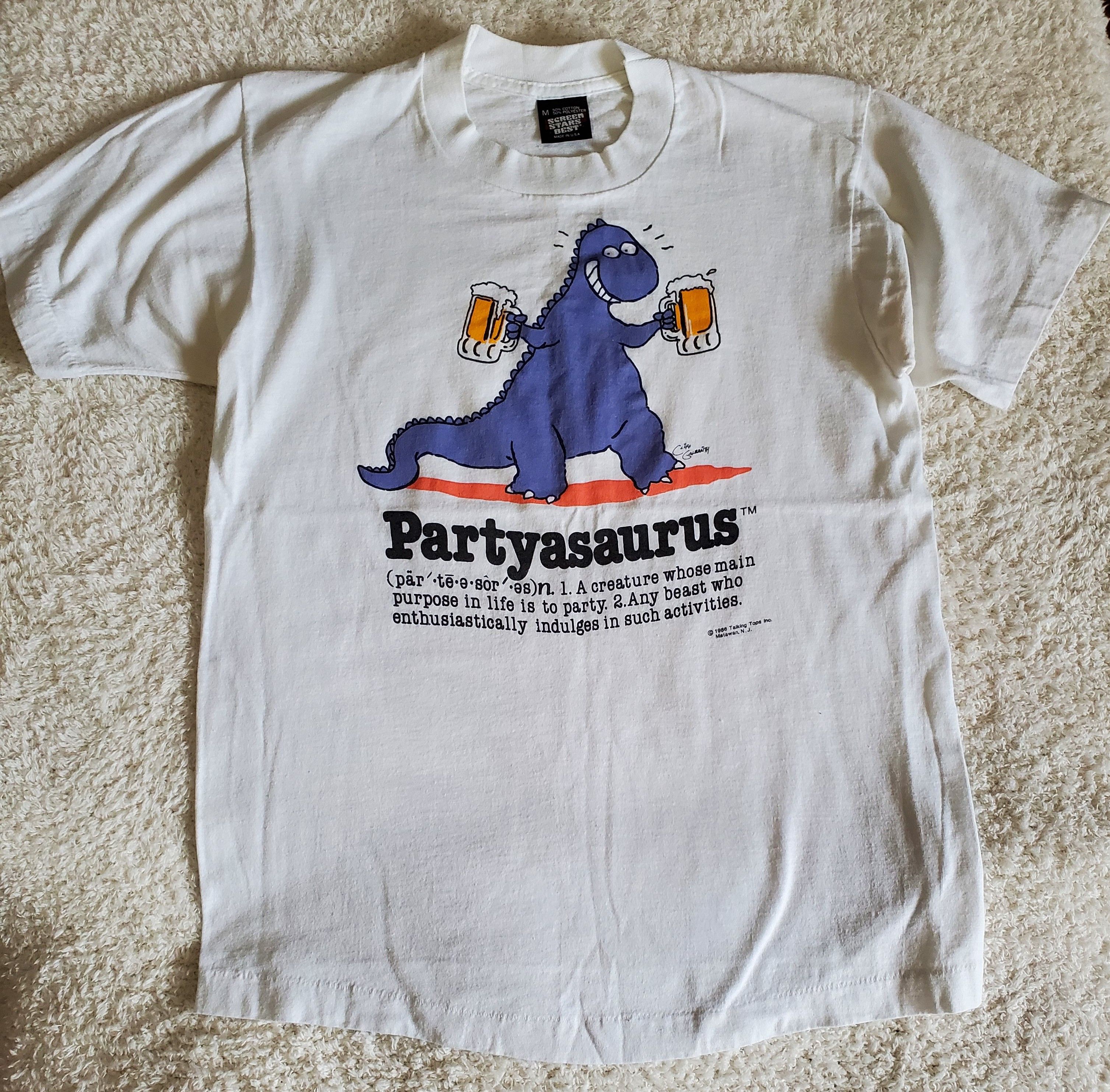 Vintage Vintage 1986 partyasaurus dinosaur beer drunk Single-stitch Size US M / EU 48-50 / 2 - 1 Thumbnail