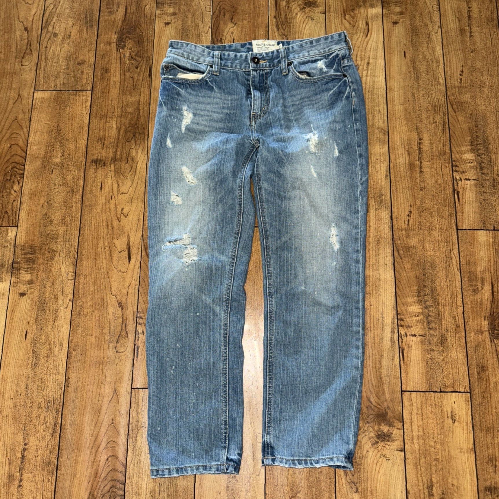 Denime VINTAGE Tout A Coup Distressed Denim Jeans 30x27 Blue Women Jeans Skinny 30 30x27 Regular Denim Distressed Blue Size 30" / US 8 / IT 44 - 6 Thumbnail