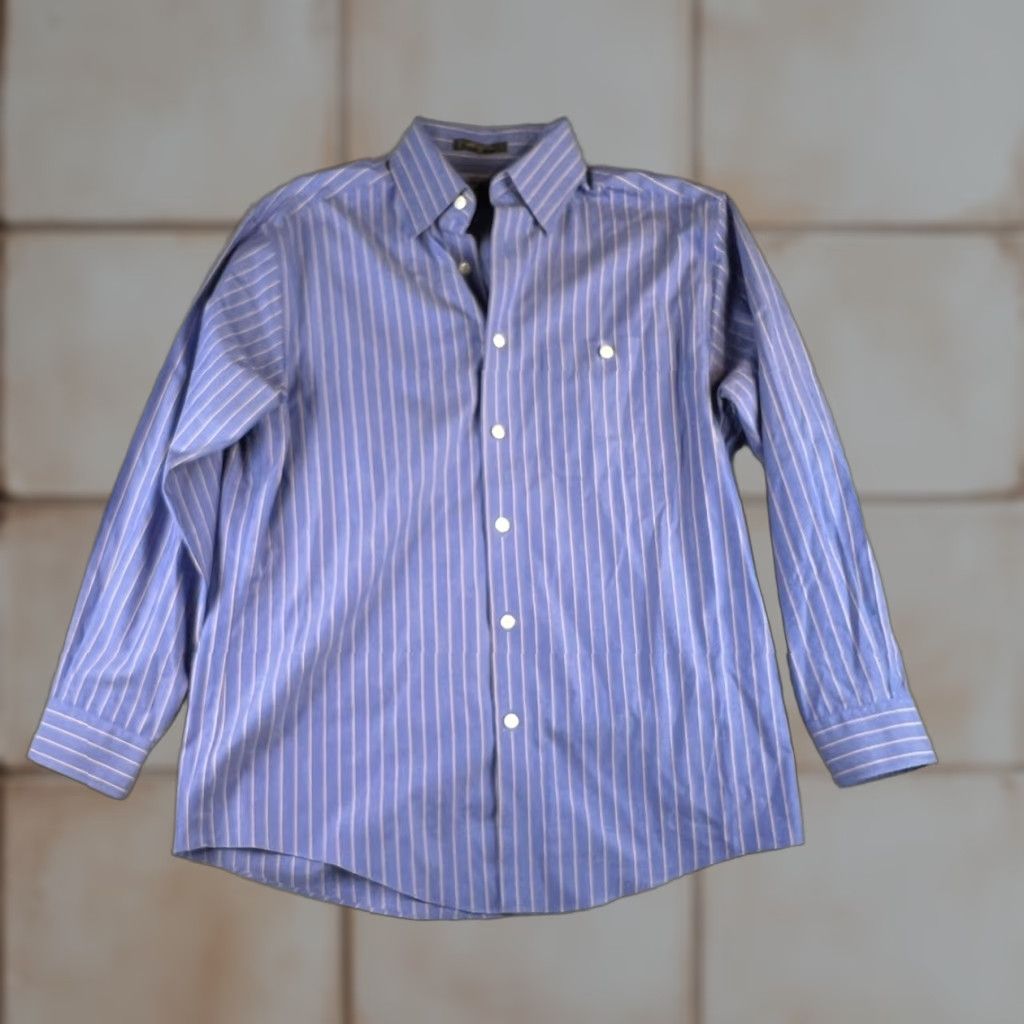 Orvis Orvis Button-Down Shirt Mens M Blue Striped Preppy Formal Office Casual Shirt Button-Up Long Sleeve Size 40R - 1 Thumbnail