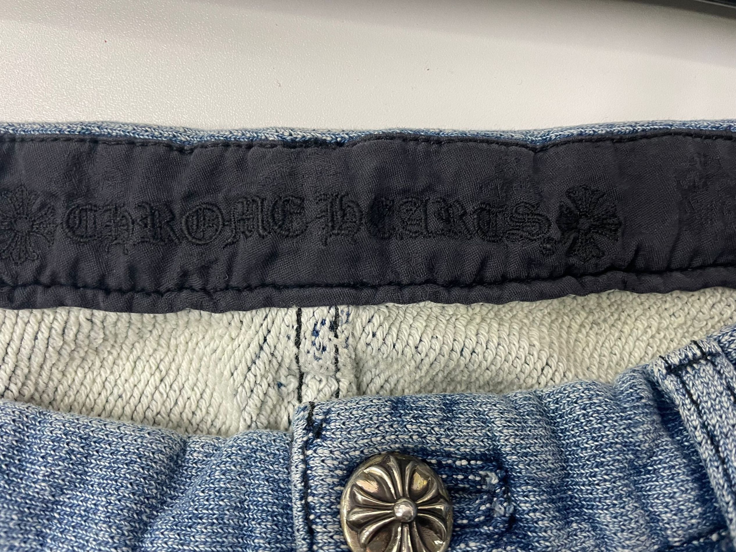 Chrome Hearts Chrome Hearts Heavy Knit Light Wash Denim Sweat Pants Size US 36 / EU 52 - 3 Thumbnail