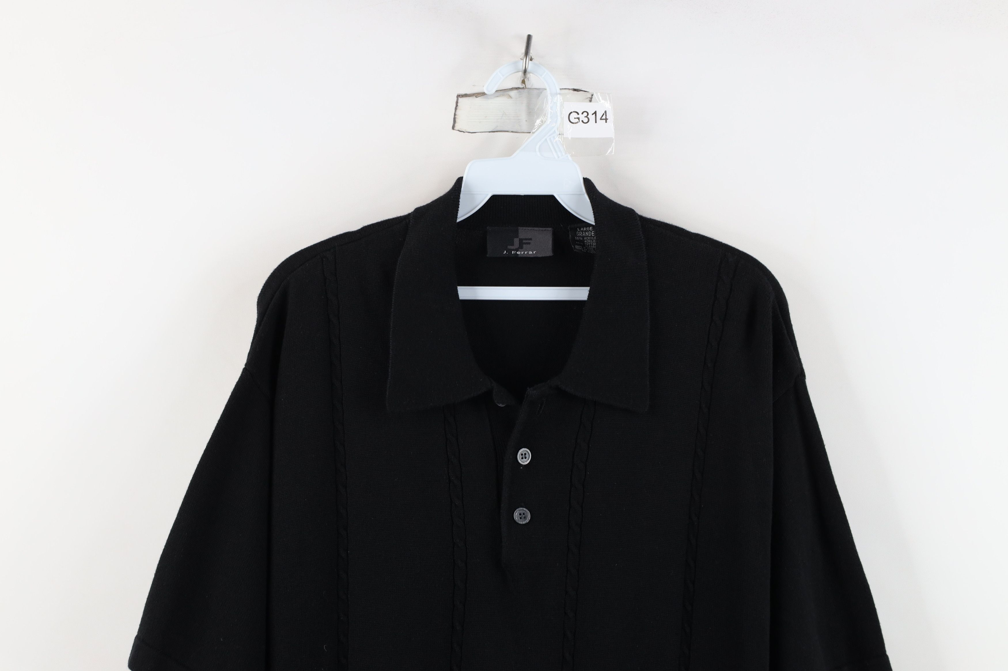Vintage Vintage 90s Streetwear Blank Cable Knit Collared Polo Black Size US L / EU 52-54 / 3 - 2 Thumbnail