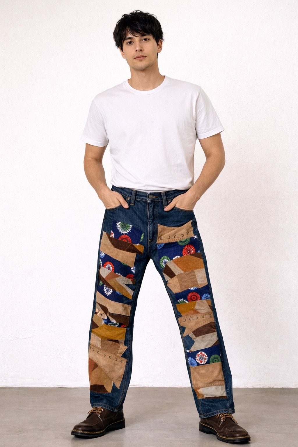 Kapital Kapital Multi Suede Leather Patchwork Avant Garde Denim Size US 31 - 1 Thumbnail