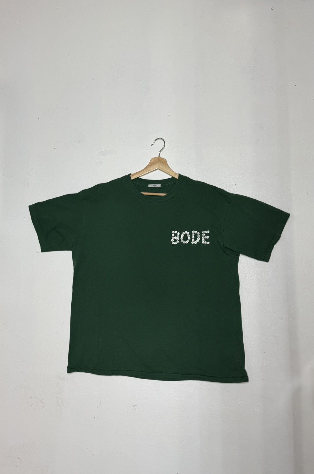 Bode Bode Emerald Pearly Button Logo Oversized Green Tee Size US M / EU 48-50 / 2 - 1 Thumbnail