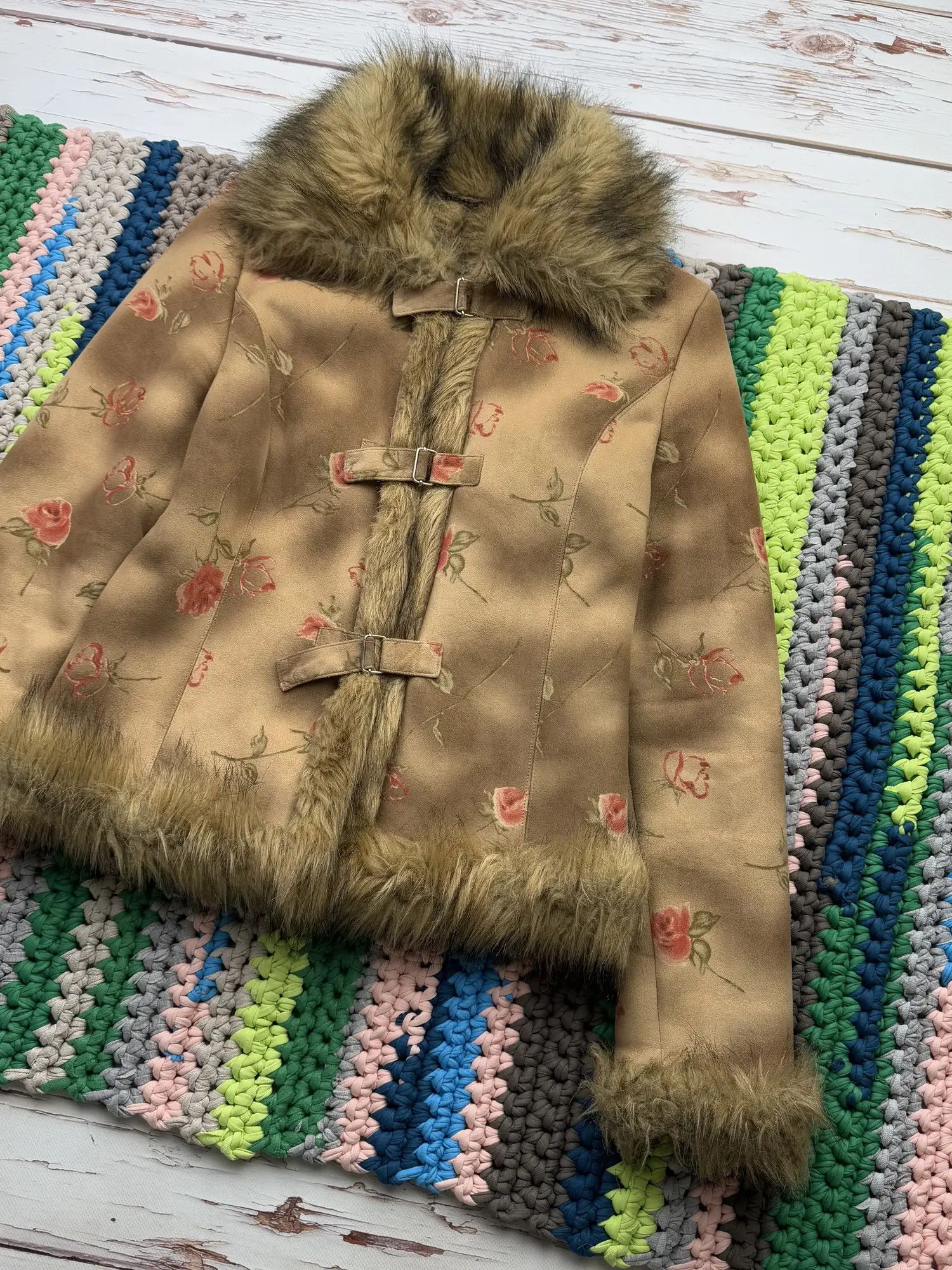 Japanese Brand Vintage Faux Sheepskin Coat (ET1)(D15) Size M / US 6-8 / IT 42-44 - 3 Thumbnail