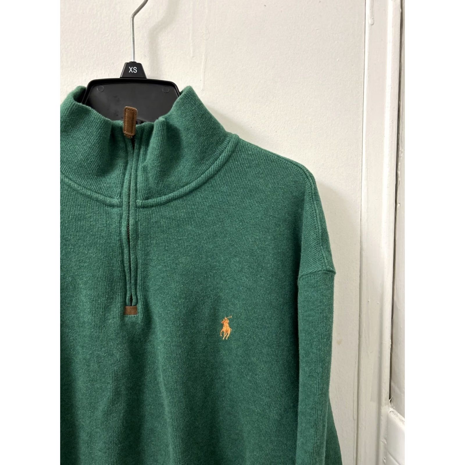 Ralph Lauren Polo Ralph Lauren Sweater Mens XL Green 1/4 Zip Pullover Rib Knit High Neck Long Sleeve Embroidered Pony Logo Classic Preppy Size US XL / EU 56 / 4 - 4 Thumbnail
