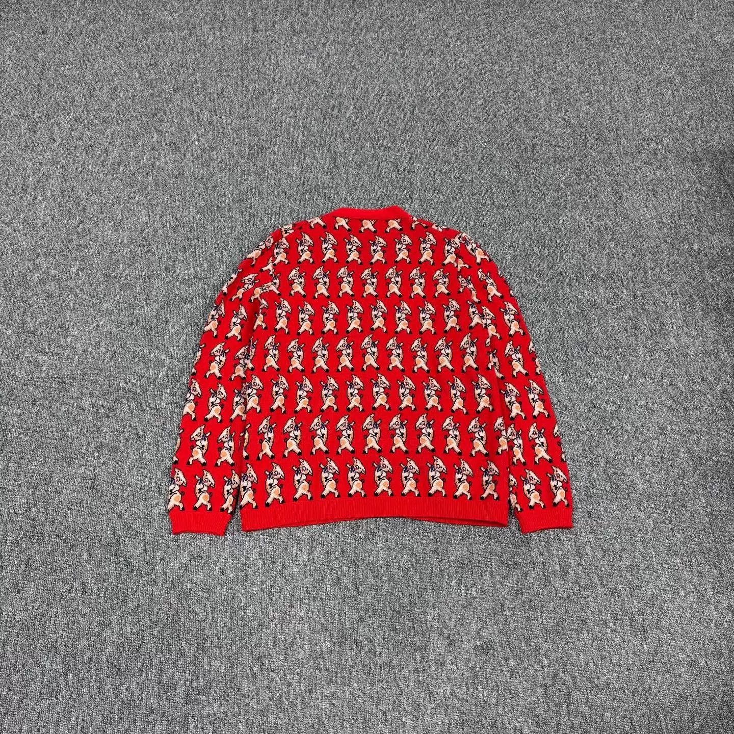 Gucci Gucci Red All-Over Cartoon Print Knit Cardigan L Size US L / EU 52-54 / 3 - 2 Thumbnail