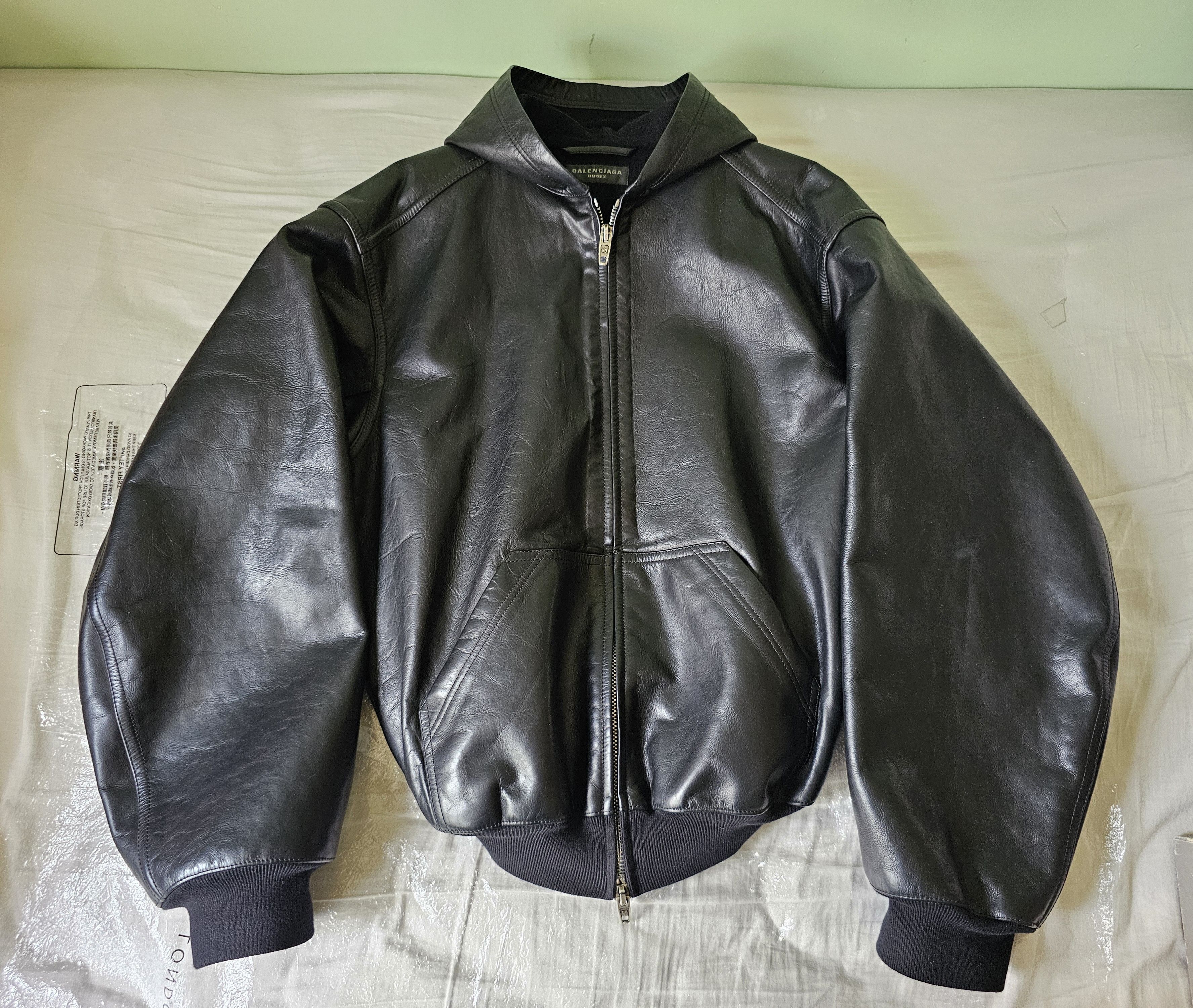 Balenciaga Balenciaga Leather Hoodie Jacket Lined with Cotton Size S / US 4 / IT 40 - 1 Thumbnail