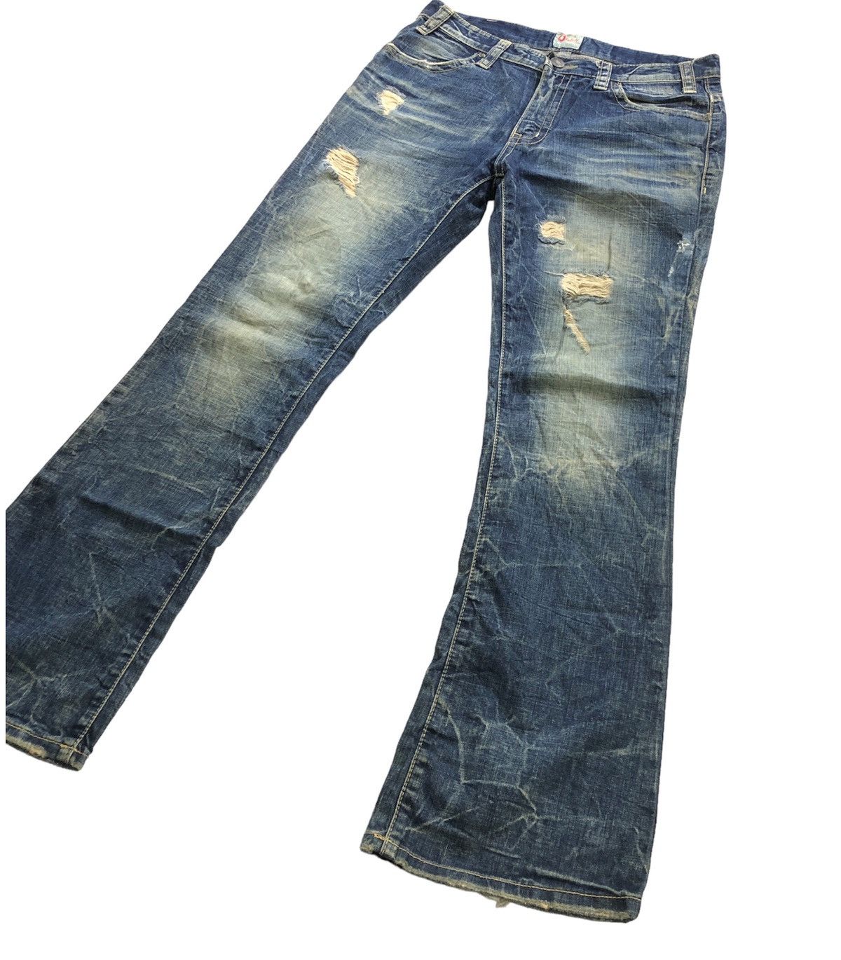 20471120 × Hysteric Glamour × Japanese Brand O PinBall Flare Distressed Denim Pant Size US 32 / EU 48 - 4 Thumbnail