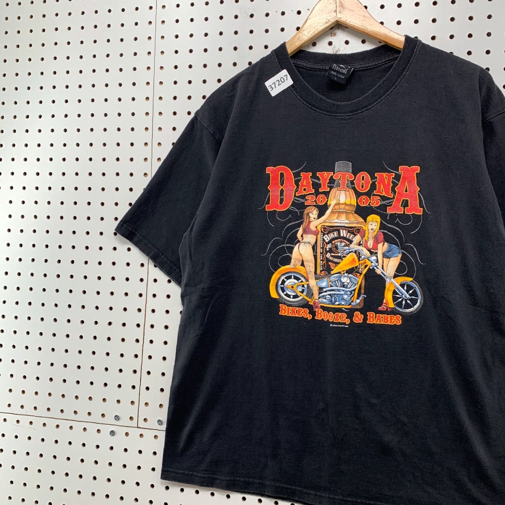 Vintage VTG Lighting Clothing Daytona Bike Booze Babe Shirt Mens Large Black Graphic Print 90s Motorcycle Mens L Size US L / EU 52-54 / 3 - 4 Thumbnail