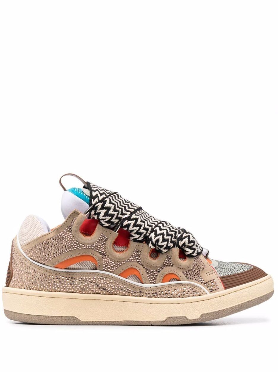 Rhinestone Sneakers With Trim in Multicolor