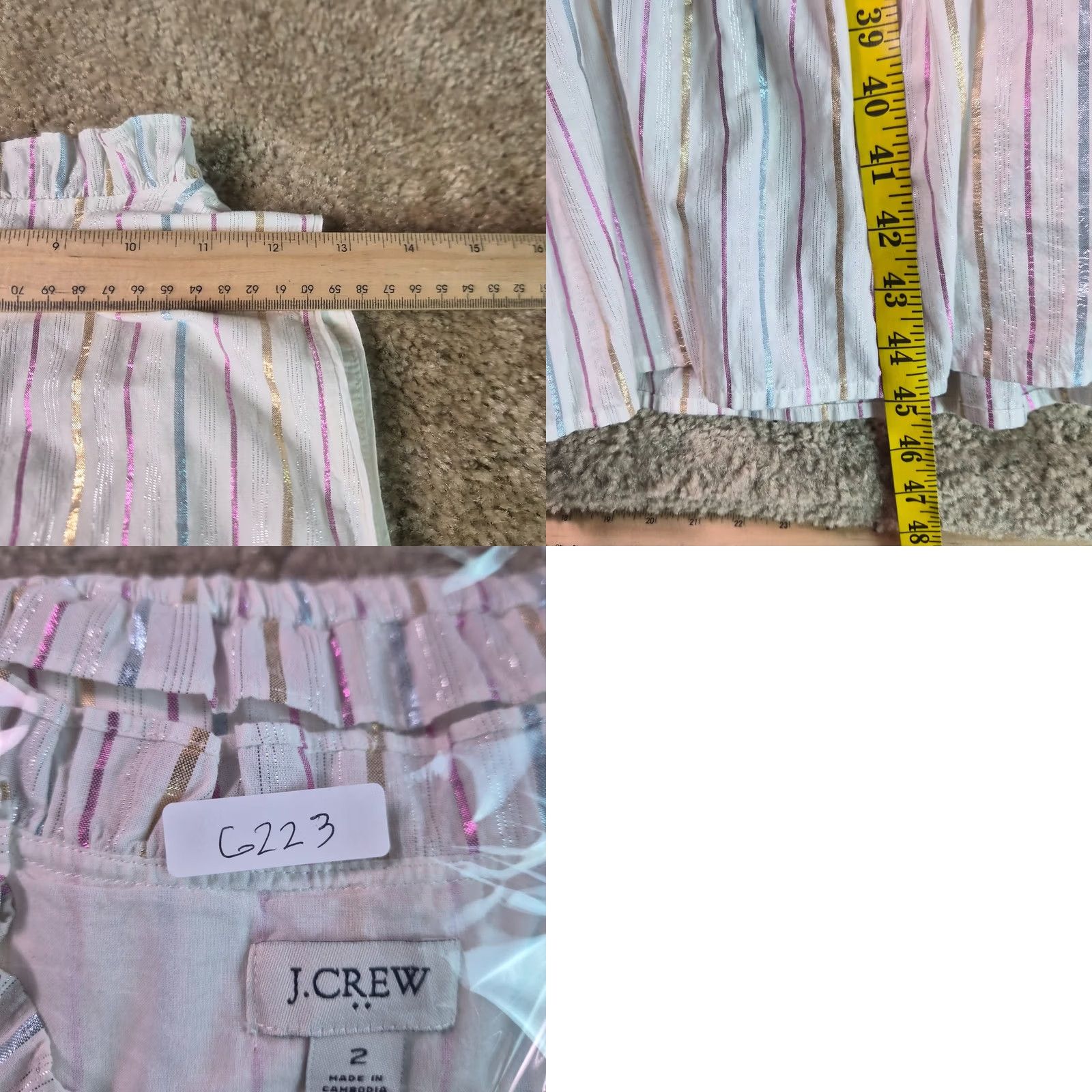 J.Crew J.CREW Womrns Dress Midi White Metallic Striped Size 2 Tie-front Sundress Casual Classic Preppy Summer Spring Size XS / US 0-2 / IT 36-38 - 9 Thumbnail