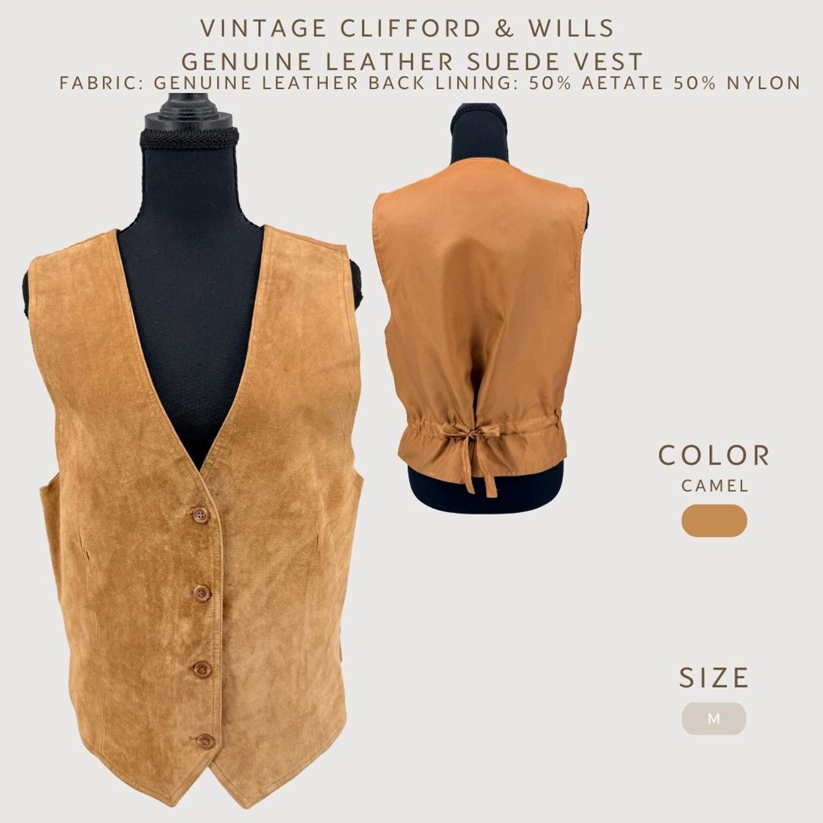 Other Vintage Camel Suede Leather Vest Tie Back M- festival vibes Size M / US 6-8 / IT 42-44 - 2 Thumbnail