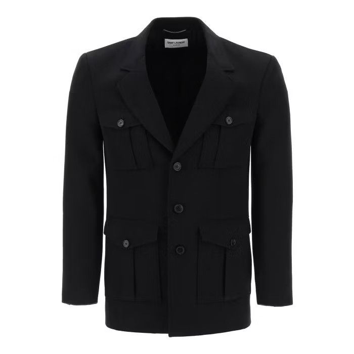 image of Saint Laurent Paris O1S22I1N0524 Grain Jacket In Black, Men's (Size Medium)
