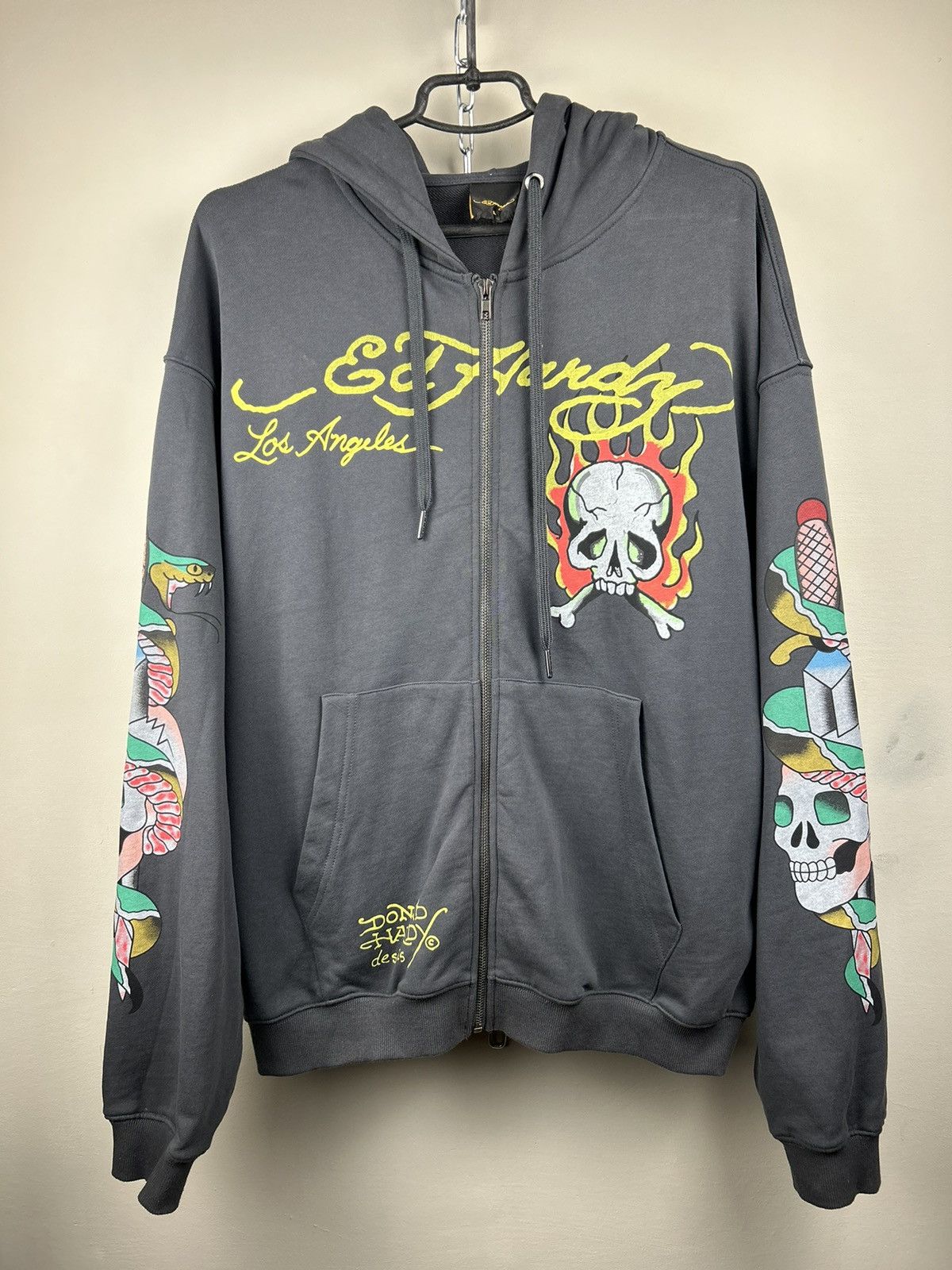 Ed Hardy Vintage Ed Hardy Zip Hoodie Fire Skull Rare Tatto Size US L / EU 52-54 / 3 - 1 Thumbnail