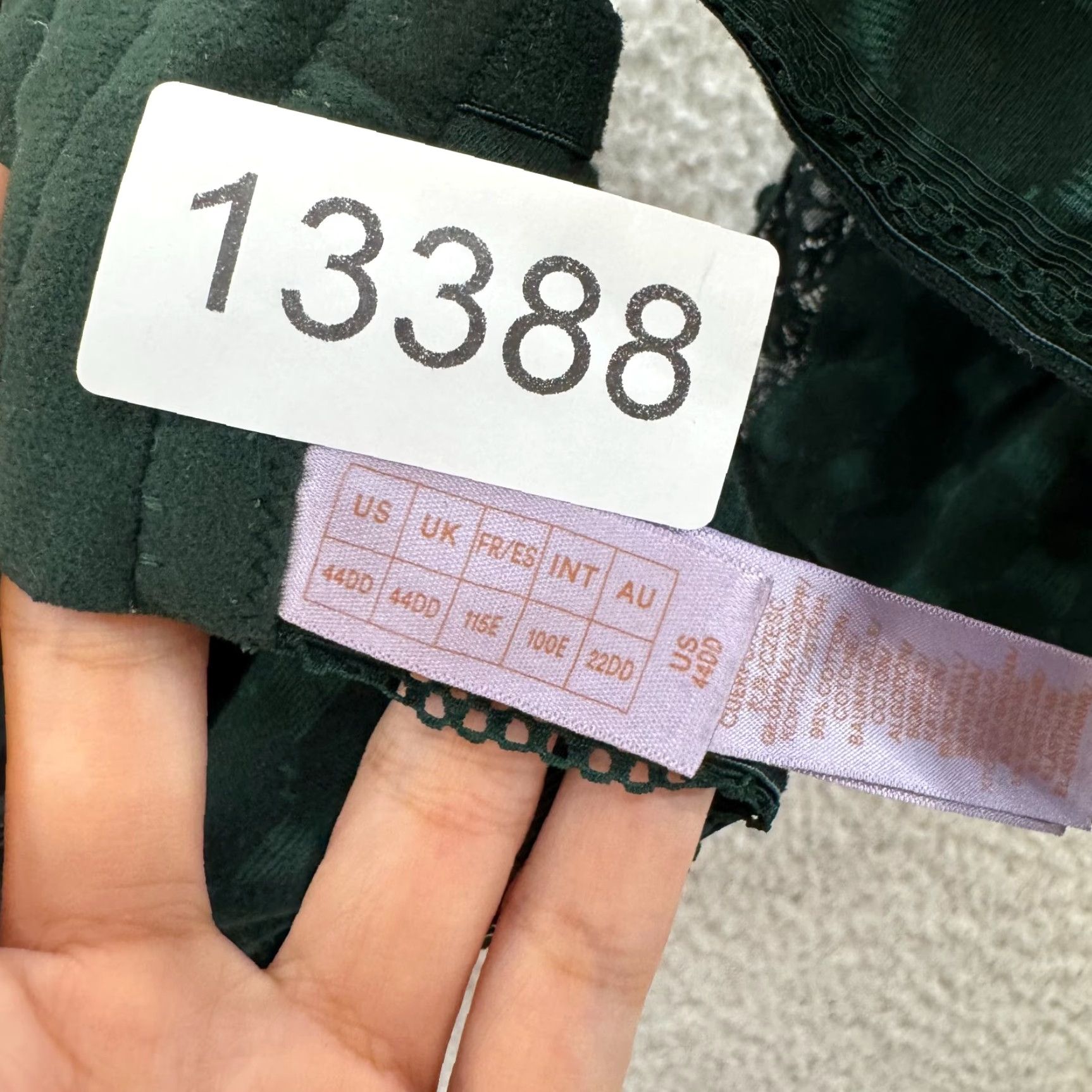 Vintage Savage X Fenty Balconette Bra 44DD Plus Size Emerald Green Unlined Underwire Green Women's Bra DD Balconette Size ONE SIZE - 8 Thumbnail