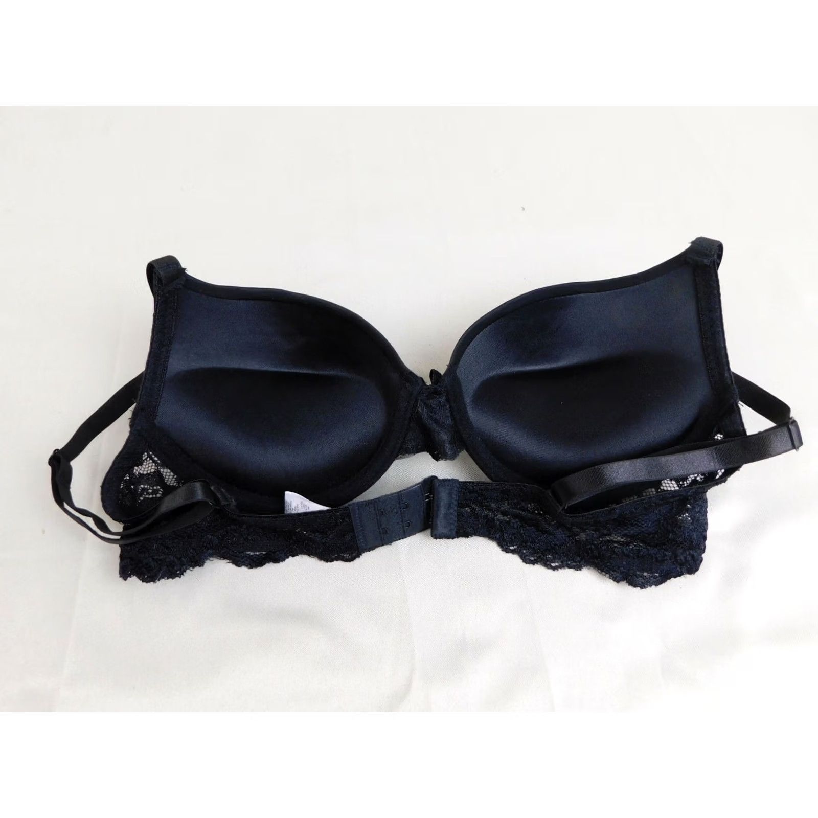 Vintage Bobbie Brooks Lace Demi Extreme Push-Up Underwire Bra 34C Black Ladies Womens Bra DC 34C Push Up Lace Black Size ONE SIZE - 2 Thumbnail