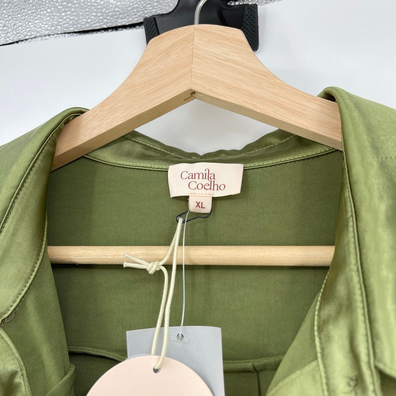 Camila Coelho NWT Priscilla Mini Dress in Sage Satin XL