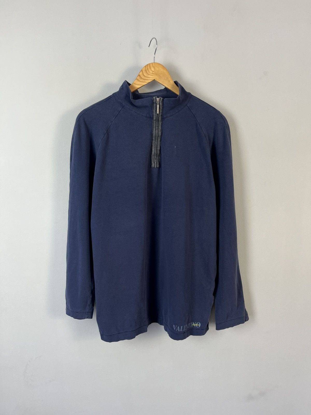 Valentino × Vintage Valentino Jeans Vintage Y2K Cotton 1/4 Zip Sweatshirt Italy Size US L / EU 52-54 / 3 - 1 Thumbnail
