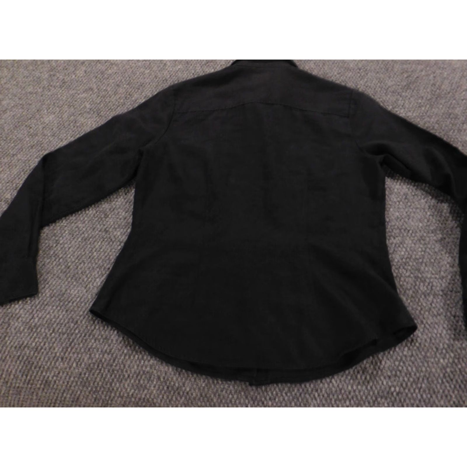 Vintage Inc International Concepts Womens Blouse Button-Up Black Velvet Pleated Long Sleeve Collar Down M Size M / US 6-8 / IT 42-44 - 7 Thumbnail