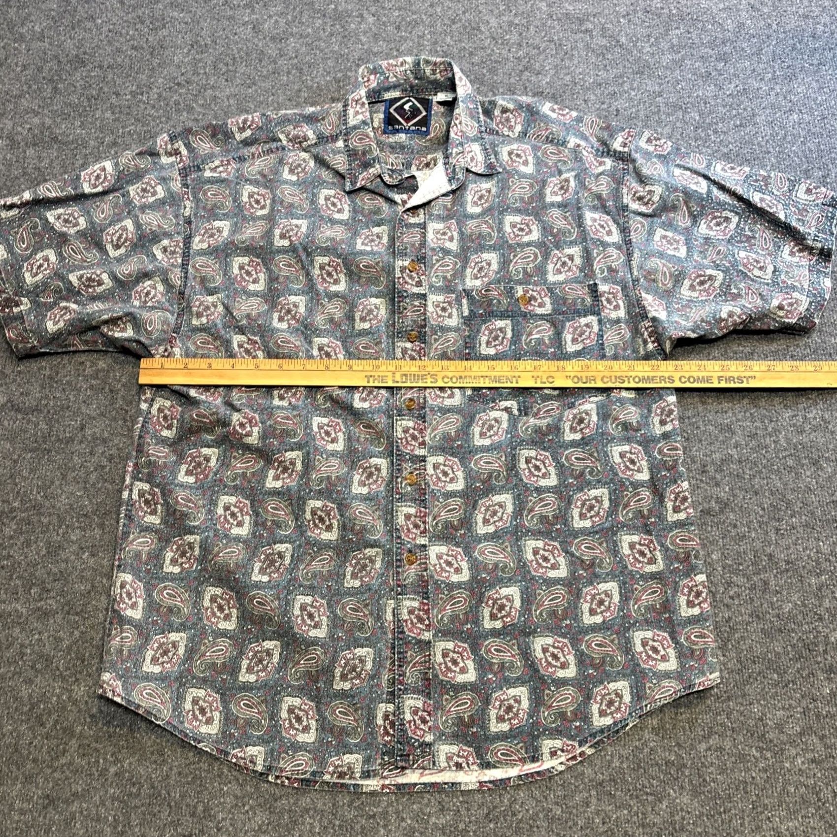 Vintage VINTAGE Santana Paisley Button-Up Shirt Blue White Mens XL Short Sleeve Button-Down Collar Crew? Size US XL / EU 56 / 4 - 3 Thumbnail