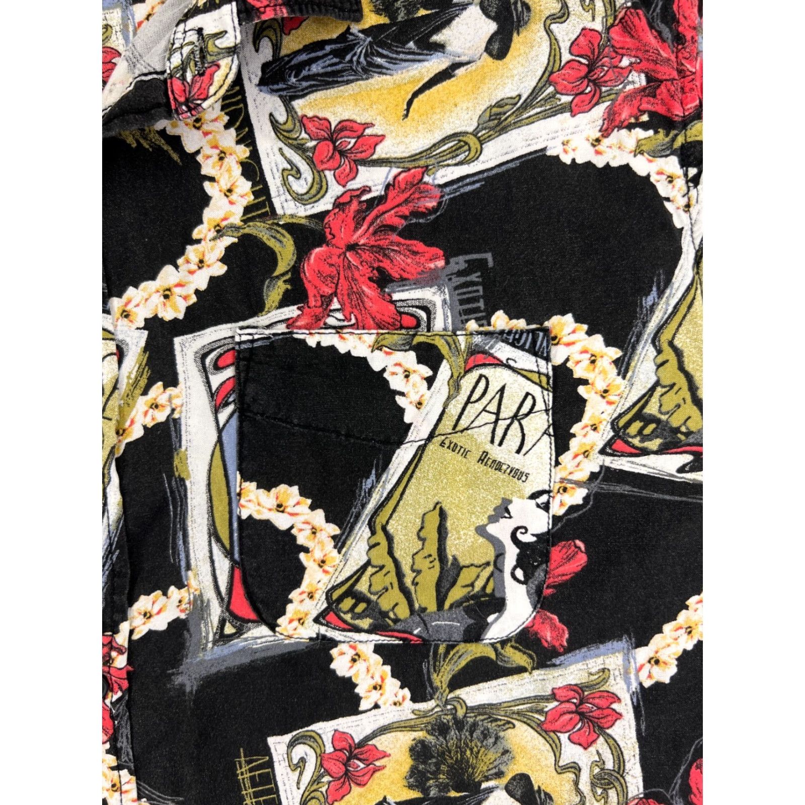 Cotton On VINTAGE Cotton On Garments Shirt Men L Black Red Floral Hawaiian Vacation Aloha Beach 90s 1990s Shirt Mens Size US L / EU 52-54 / 3 - 6 Thumbnail