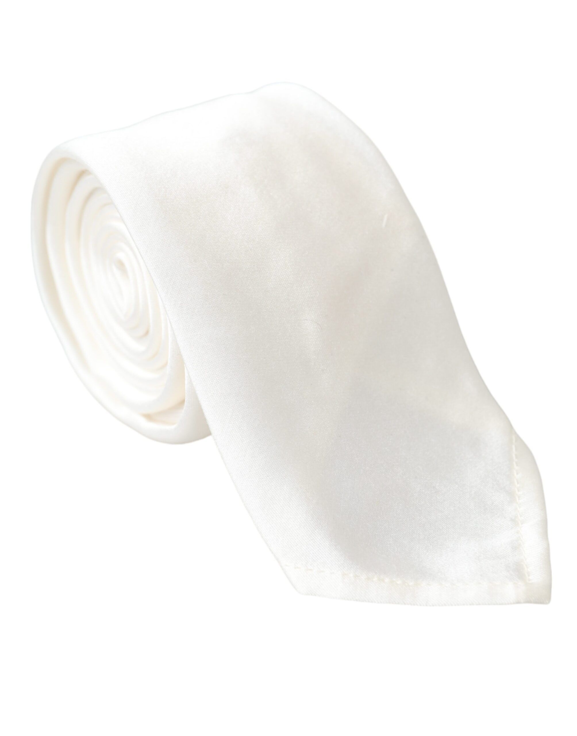 Dolce & Gabbana White Silk Blend Adjustable Tie Men's Men Size ONE SIZE - 1 Thumbnail