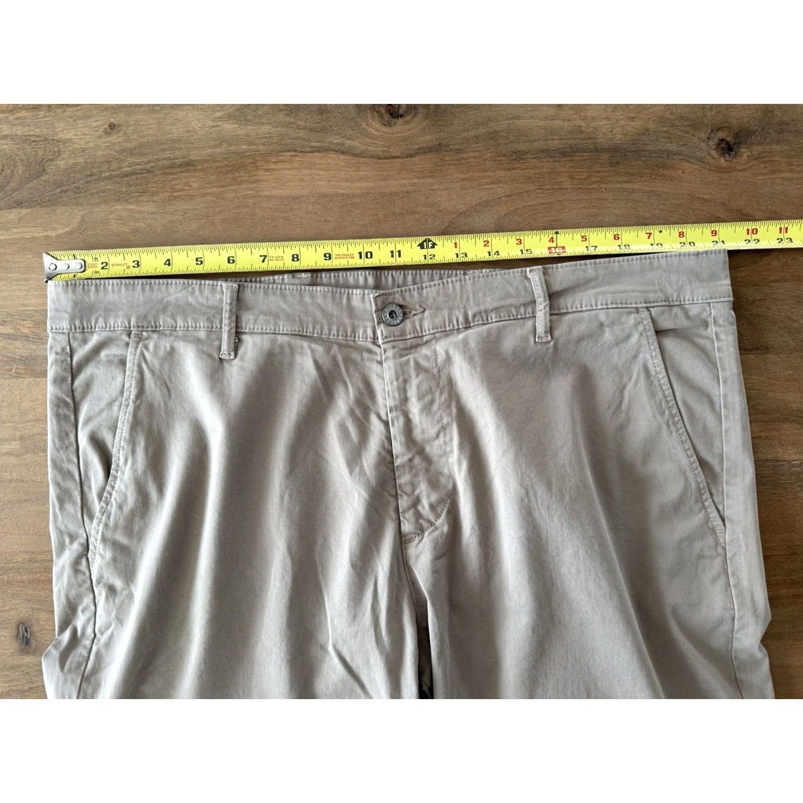 Vintage AG Adriano Goldschmied The Lux Khaki Pants Mens 38R Beige Straight 42x30.5 Twill Slit Front Pockets Size US 38 / EU 54 - 5 Thumbnail