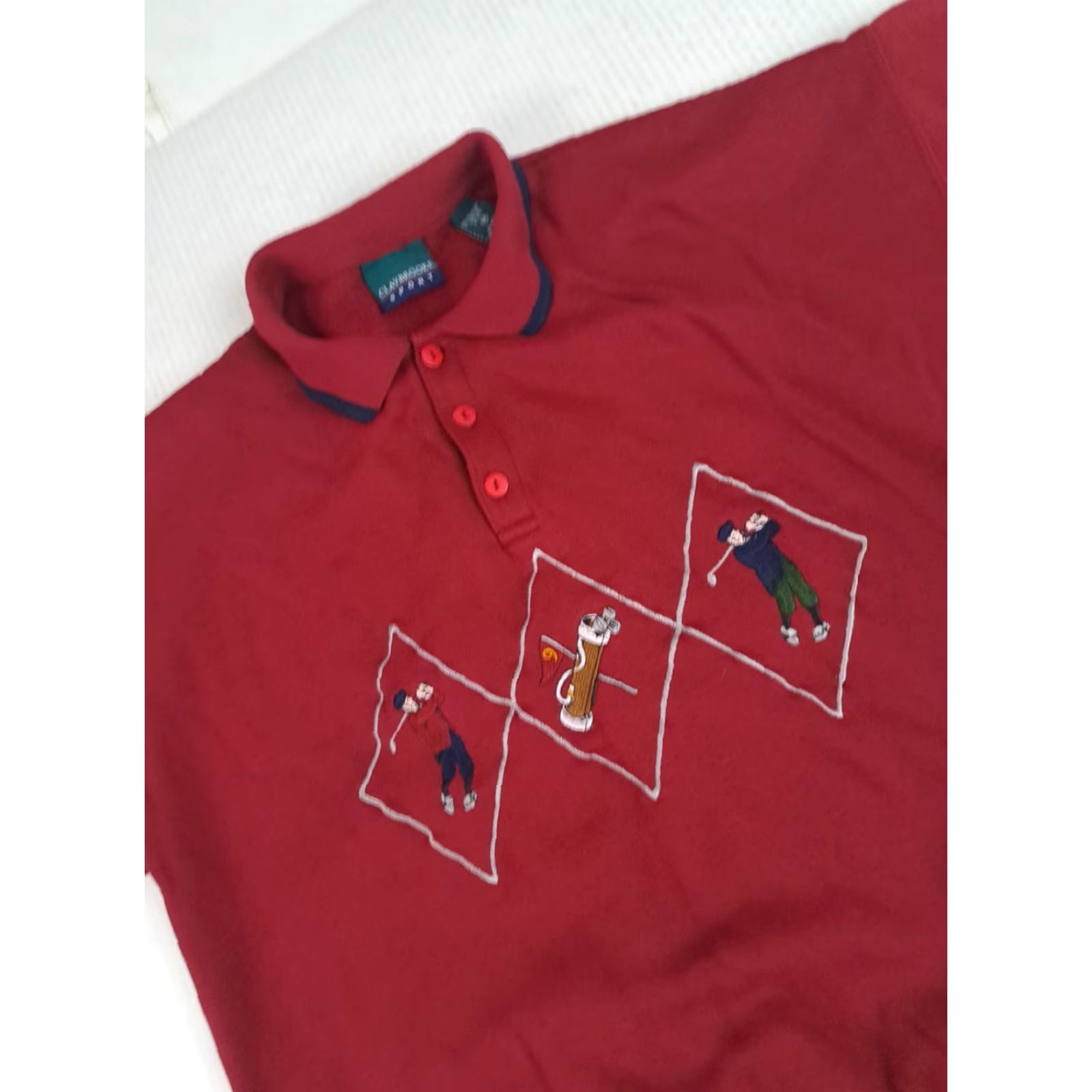 Vintage VINTAGE Claybrooke Golf Embroidered Sweater Shirt Medium Dark Red Men Pullover 1/4 Button Long Sleeve Knit Cotton Winter Fall Spring Regular Size US M / EU 48-50 / 2 - 4 Thumbnail