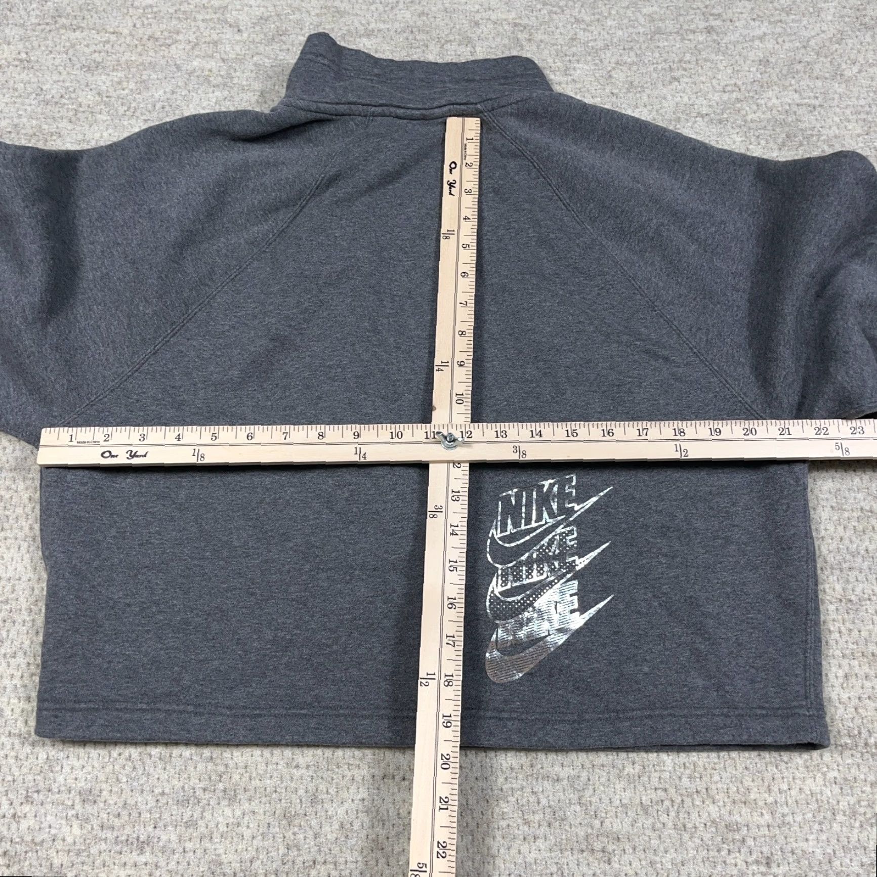 Nike Nike Sweatshirt Women Large Gray Cropped Pullover Quarter Zip Just Do It Size L / US 10 / IT 46 - 7 Thumbnail