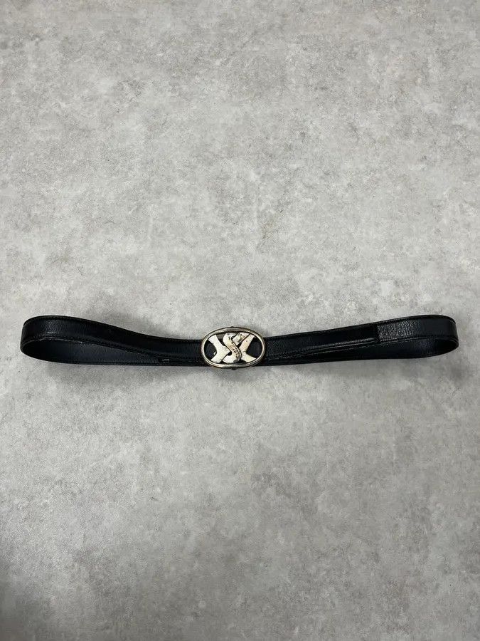 Yves Saint Laurent FW2003 Yves Saint Laurent Small YSL Buckle Black Leather Belt Size ONE SIZE - 8 Thumbnail