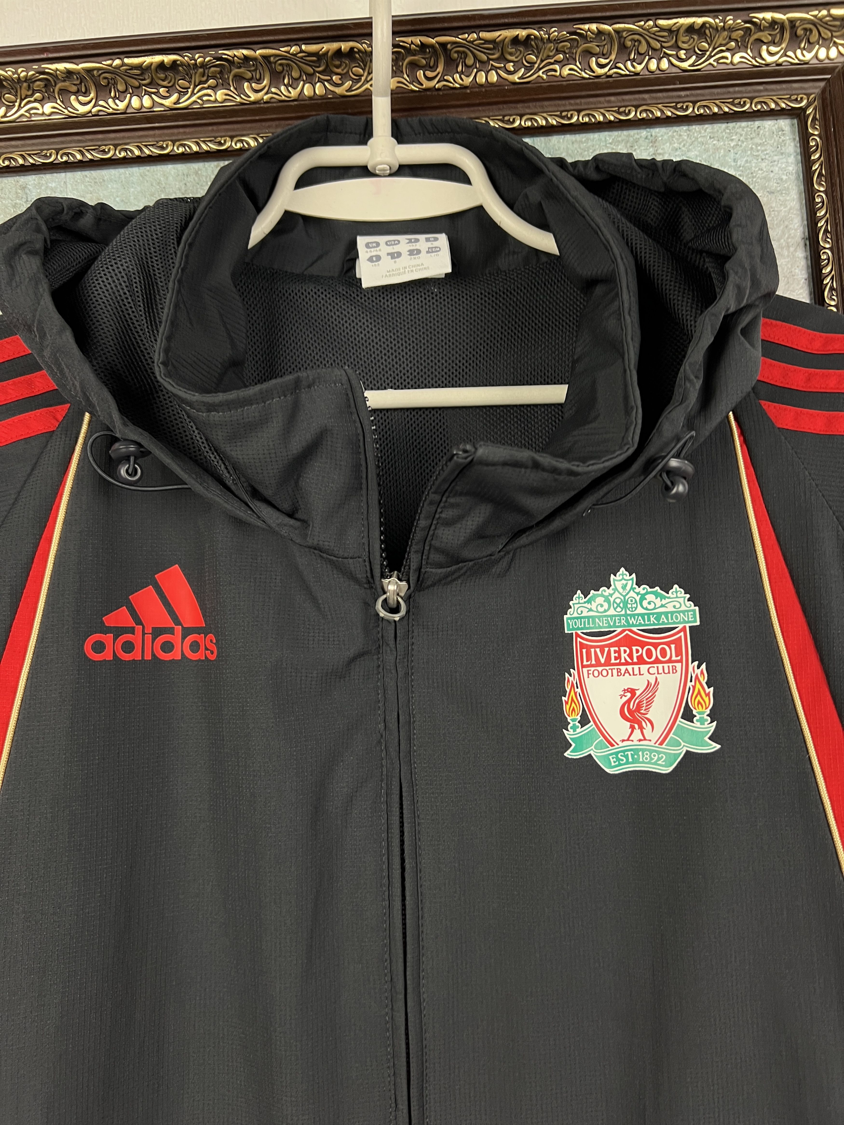 Adidas Liverpool Football Jacket Soccer Track Hooded Windbreaker Size US XL / EU 56 / 4 - 3 Thumbnail