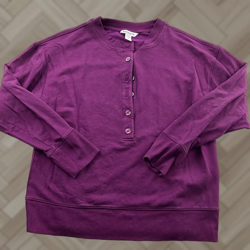 Athleta Athleta Pullover Henley Sweatshirt Women's S Purple Size S / US 4 / IT 40 - 1 Thumbnail