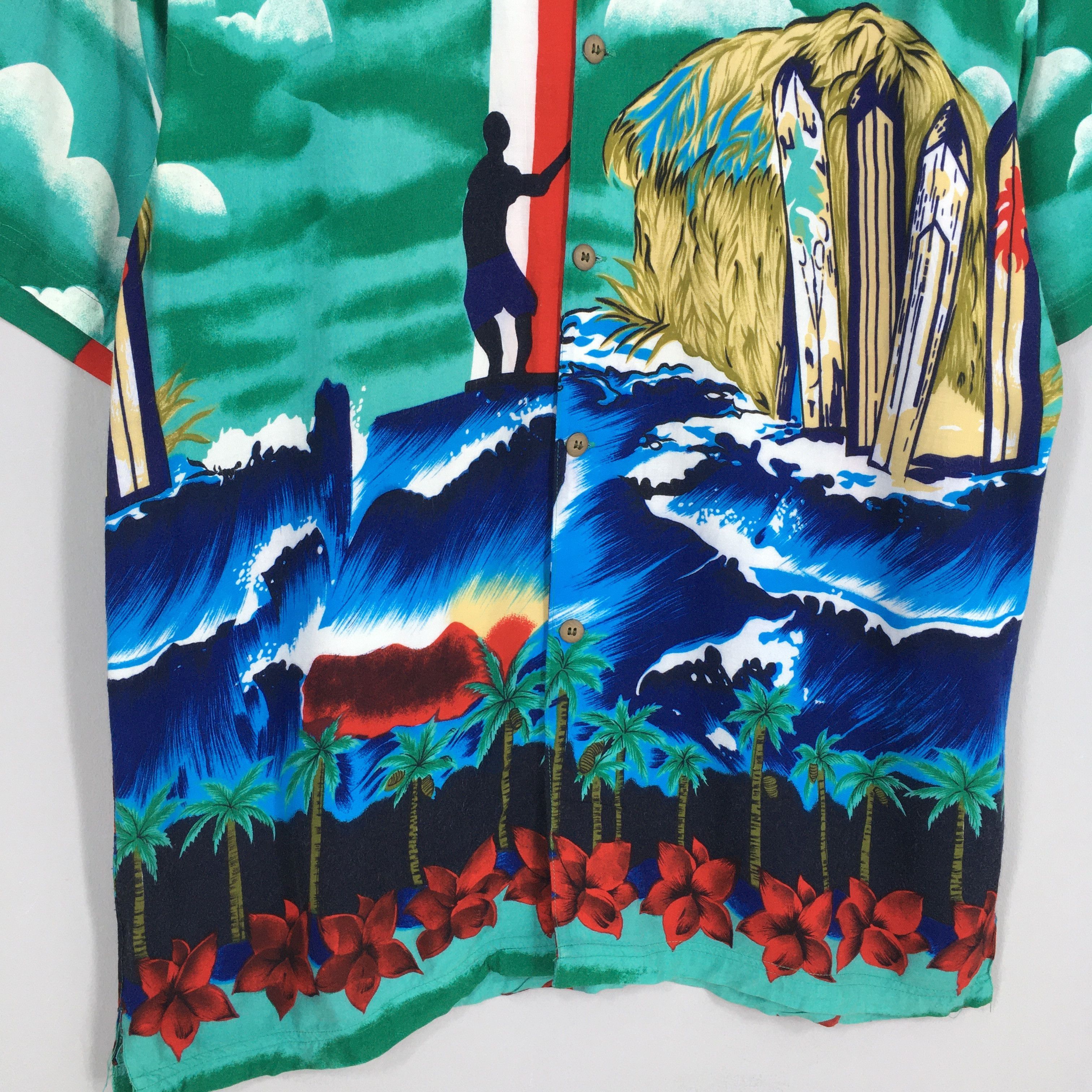 Vintage Vintage Hawaiian Surfing Beach Tropical Rayon Shirt Large Size US L / EU 52-54 / 3 - 4 Thumbnail