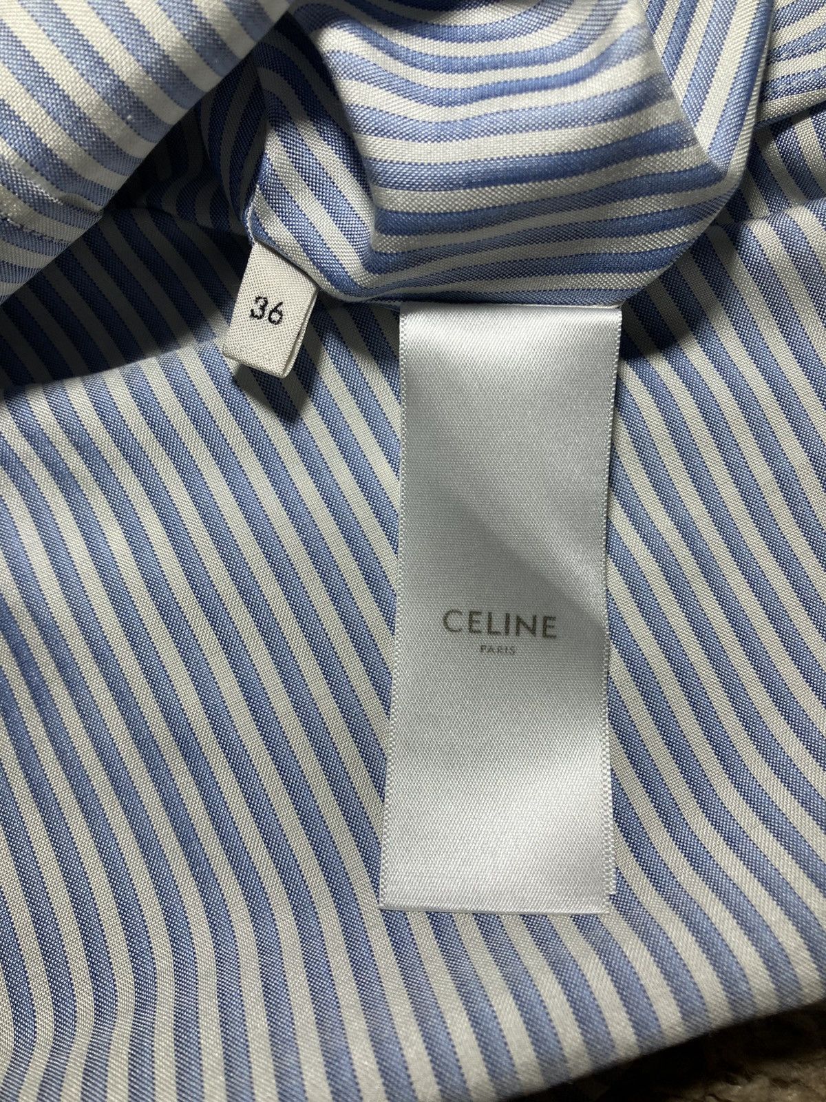 Celine SS22 Celine Oversized Striped Silk Shirt Triomphe 2022 Hedi Size US S / EU 44-46 / 1 - 7 Thumbnail