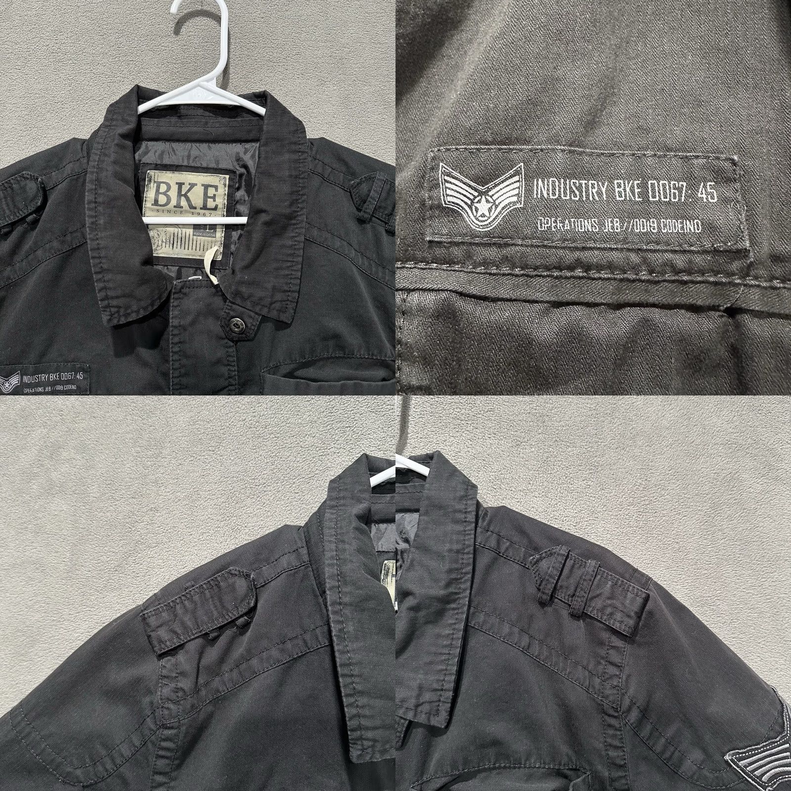 BKE BKE Field Jacket Mens Large Black Athletic Fit Military Bomber Embroidered Patch Jacket Size US L / EU 52-54 / 3 - 8 Thumbnail