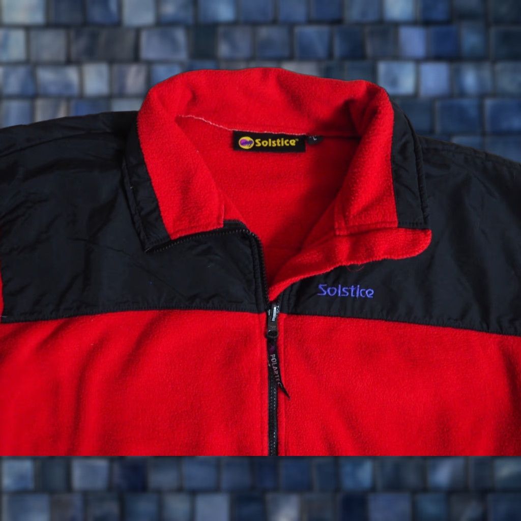 Vintage VINTAGE Solstice Jacket Shirt Mens L Red Black Nylon Fleece Zip 80s 90s Windbreaker Outdoor Hiking Walking Season Fall Winter Size US L / EU 52-54 / 3 - 1 Thumbnail