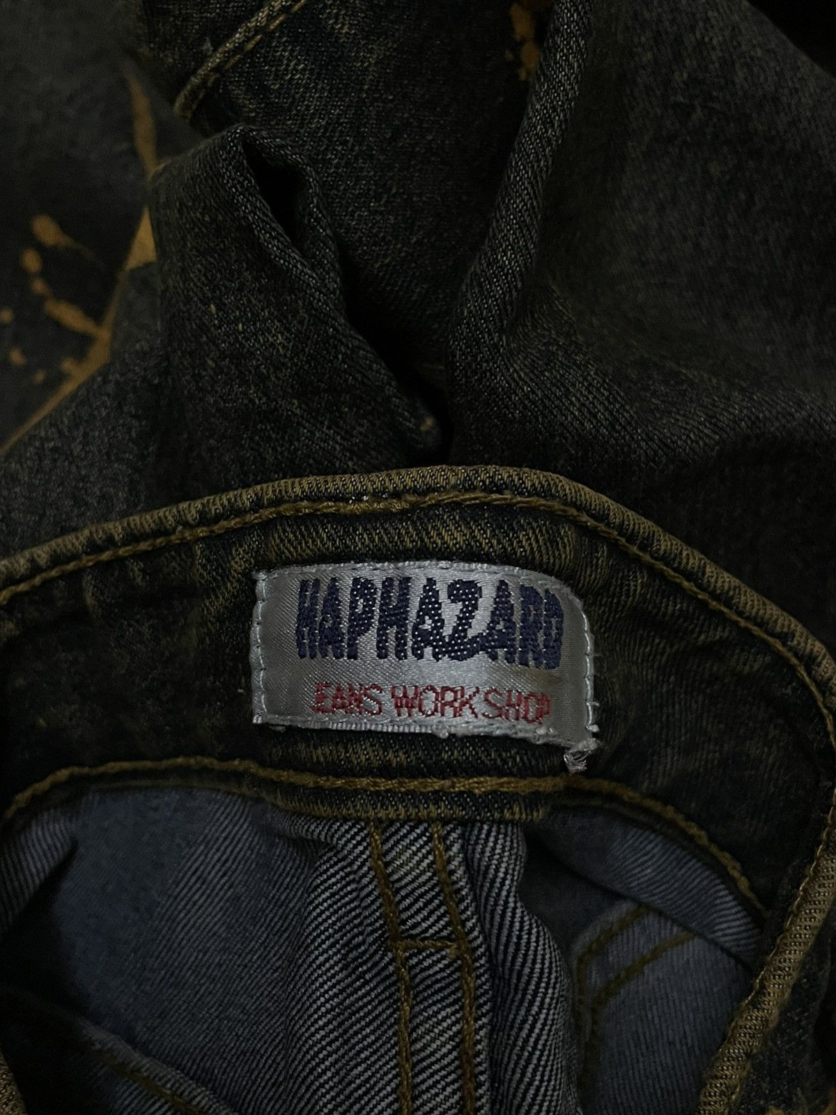 VTG Japan Designer Haphazard Flared Art Splash Bleach Denim