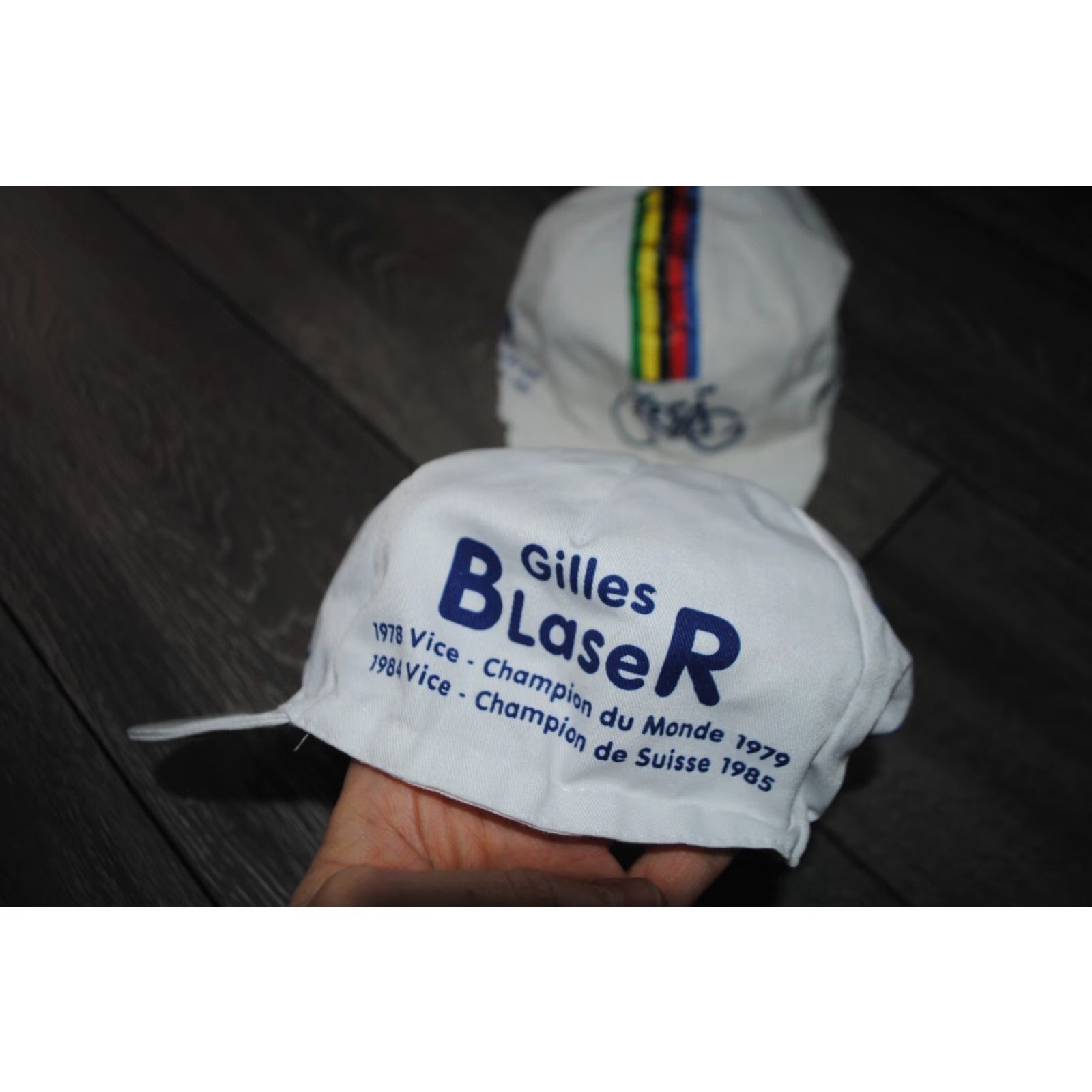 Champion GILLES BLAZER CYCLING CAP VINTAGE 1978/79 1984/85 SUISSE DU MONDE VICE CHAMPION ONE SIZE White Mens Fan Vintage Cap Size 44L - 3 Thumbnail